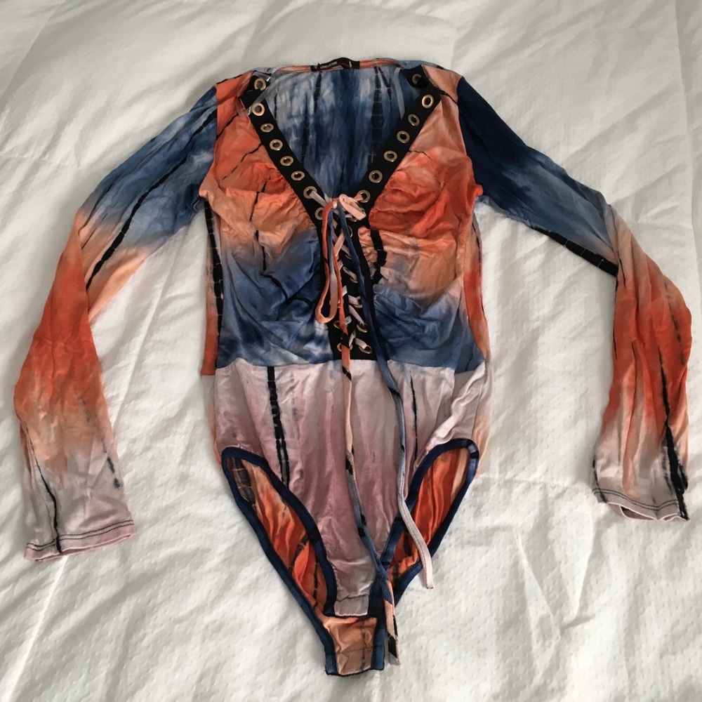 Love Culture Colorful Bodysuit Long Sleeve Top